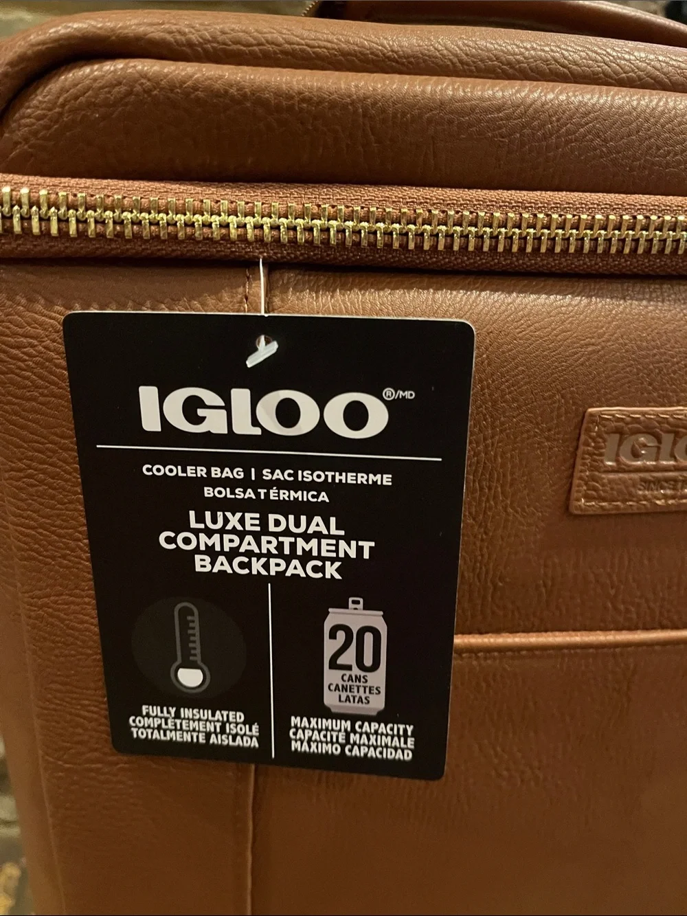 Igloo Brown Men’s Luxe Dual-Compartment Backpack Cooler